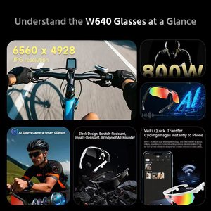 แว่นตาอัจฉริยะ W640 พร้อมส่ง รุ่นสปอร์ต กล้อง 8MP AI ถ่ายภาพ จดจำวัตถุ แปลภาษา ระบบนำทาง WiFi บันทึกวิดีโอ - Product Image 4
