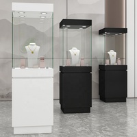 Vitrine à bijoux Bijouterie Verre Quartz Ilvaite Pierre Améthyste Vitrine Bleu et Blanc Porcelaine Cas avec Lumières LED
