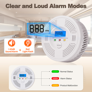 Detector de Gas Natural y Monóxido de Carbono Montado en Pared, <span class=keywords><strong>Alarma</strong></span> de Incendio, Material ABS, Electroquímico, Alta Precisión, 85dB, Kemingrui - Product Image 6
