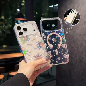 เคสโทรศัพท์มือถือลายดอกไม้เลเซอร์แม่เหล็ก สำหรับ iPhone 17 16 15 Pro Max  แบบ IMD ไล่สีใส พิมพ์ลายสวน  ฝาหลังแบบใหม่ - Product Image 6