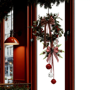 Adornos Navideños Transfronterizos: Campanas Metálicas Coloridas, Adornos para Árbol de Navidad, Bayas de Pino con Trenzado de Yute - Product Image 5