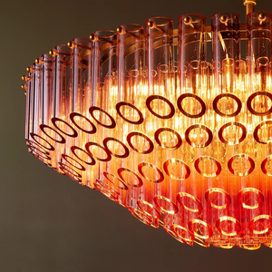 Lámpara Colgante Moderna de Latón Antiguo con Tubo de Vidrio Transparente Rosa Ámbar, Iluminación para Villa o Restaurante, Lámpara de Araña Redonda Grande Estilo <span class=keywords><strong>Oldfield</strong></span> para Interiores - Product Image 5