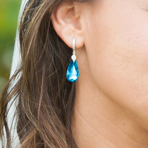Orecchini pendenti lunghi a goccia con zirconi verde acquamarina vintage per donna, gioielli alla moda per le orecchie - Product Image 3