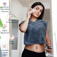 Serviette douce en forme de U, à absorption élevée, avec logo brodé personnalisé, rose, marron, violet, pour salons de beauté, soins de la peau, centres de SPA, design divisé
