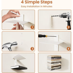 Estantes de exhibición de libros flotantes para decoración de pared de estilo moderno, estantería de Metal montada <span class=keywords><strong>en</strong></span> <span class=keywords><strong>la</strong></span> pared de acero para almacenamiento de baño y <span class=keywords><strong>cocina</strong></span> - Product Image 4