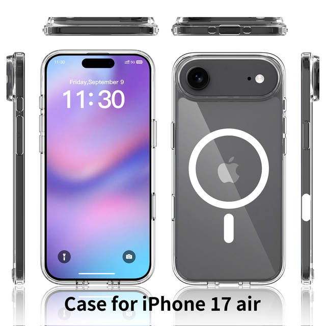 Transparent Crystal Clear PC Magnetic Phone Case Cover for iPhone 17 Pro Max 16 Pro Max
