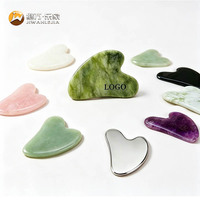 Jiwan Lejia – Rouleau de jade HD et planche Gua Sha personnalisables avec logo, masseur facial pour les poches sous les yeux et les rides, thérapie spa de marque