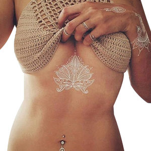Nouveaux produits : Tatouages temporaires au henné blanc sexy pour femmes, autocollants de tatouage en dentelle, transfert à l'eau, pour mariée - Product Image 4
