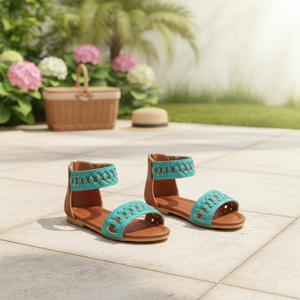 OZKIZ Korean Kids Premium <b>Sandals</b> F07 Open Toe Summer Fashion for 2-7 Years Girls Breathable Solid Pattern Wholesale - Product Image 3