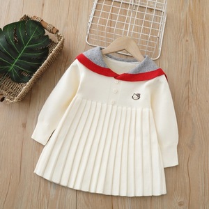 Nuovo Arrivo Autunnale: Abito in Maglia per Bambine con Colletto alla Marinara, Vestito Lungo in Stile Preppy - Product Image 2