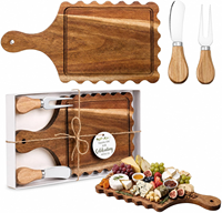 Ensemble de planches à fromage rectangulaires en bois d'acacia et de couteaux, nouveaux modèles, pour les réunions entre amis.