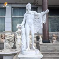 Estatua de Apolo de Mármol Blanco de Tamaño Real, Tallada a Mano, Estilo Europeo, para Jardín o Villa al Aire Libre, Marca MILY