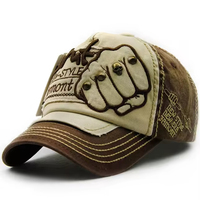 Gorra de béisbol de mezclilla desgastada personalizada con bordado de calavera y remaches, estilo Dad Hat, ajustable, para motociclista y camionero