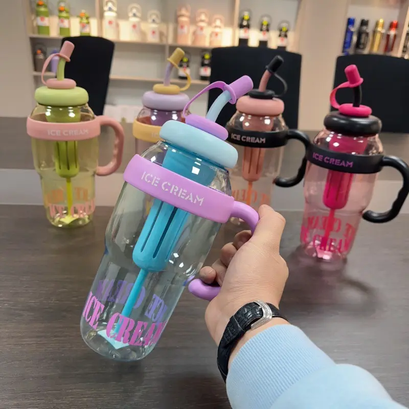 Botu 2024 Factory Wholesale High Beauty Summer Plastic Cup 40 Ounce Oz 40oz ice cup with handle and straw portable water bottle