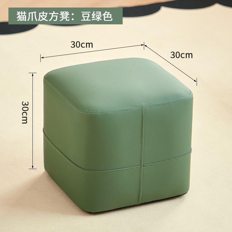 Taburete cuadrado cruzado 3D verde frijol con cuero rascador para gatos