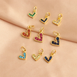 <strong>Wholesale</strong> Heart-Shaped DIY <strong>Jewelry</strong> Kit - Gold-Tone Zircon Charms, Earring/Bracelet/Necklace Findings Bulk <strong>Supplies</strong> for Crafting - Product Image 1