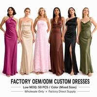 Robe de soirée/mariage personnalisée OEM en satin de polyester et rayonne mélangée avec dentelle, manches courtes, pour femme, design modifiable, vente en gros 50 pièces