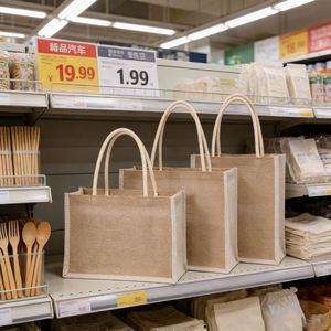 Sac fourre-tout en toile de jute et coton patchwork, idéal pour la peinture DIY et le graffiti – Vente en gros - Product Image 4