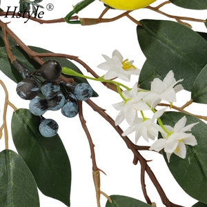 Guirlande de fruits de printemps et d'été avec citron artificielles, fausses feuilles vertes de myrtille, guirlande jaune pour porte d'entrée, mur intérieur et extérieur, FZH425, - Product Image 4
