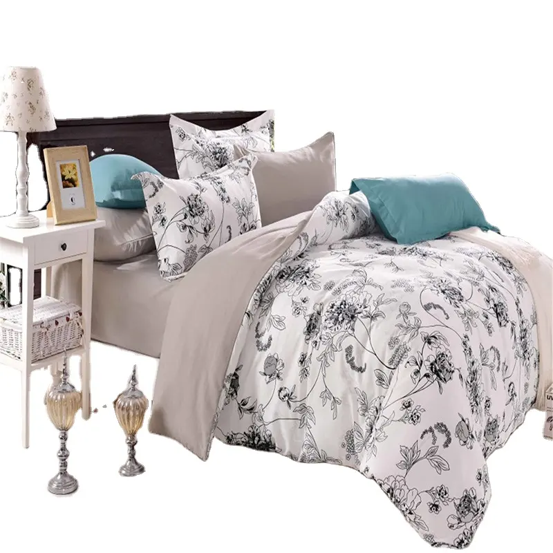 Print bedsheet quilt 3d bed cover set 100% cotton bedding set luxury bed sheet comforter set