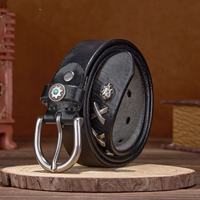 Sabuk Kulit Pria Sabuk Koboi Barat Sabuk Pria Vintage Amerika Buatan Tangan Dekoratif Retro Koboi Rodeo Aksesori Fashion Denim
