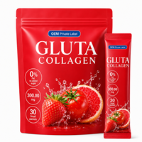Poudre de Collagène OEM Gluta 300 000 mg Glutathion Végétalien Antioxydant Saveur Fraise Complément Anti-Âge Beauté pour Adultes