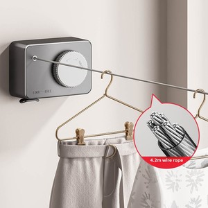 Stendibiancheria a Muro Retrattile in Acciaio Inossidabile |   Stendibiancheria Regolabile di Facile Installazione |   Logo Personalizzato <span class=keywords><strong>per</strong></span> Lavanderia Domestica - Product Image 1