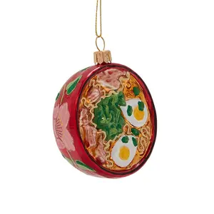 卸売クリスマスツリーラミアンヌードル食品装飾ガラスペンダント