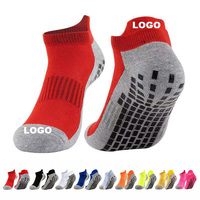 Chaussettes de football et de basketball courtes résistantes à l'usure, noires et grises, en polyester, séchage rapide, antidérapantes avec adhérence par colle