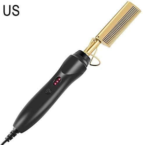 Peigne chauffant électrique portable pour femmes, lisseur de cheveux 2-en-1 pour cheveux raides et bouclés, peigne chauffant brillant pour usage domestique - Product Image 1