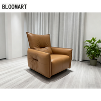 Chaise pivotante inclinable en cuir avec cadre en bois éponge intégrée dans le moteur en acier au carbone noir mat plateau tournant canapé meubles