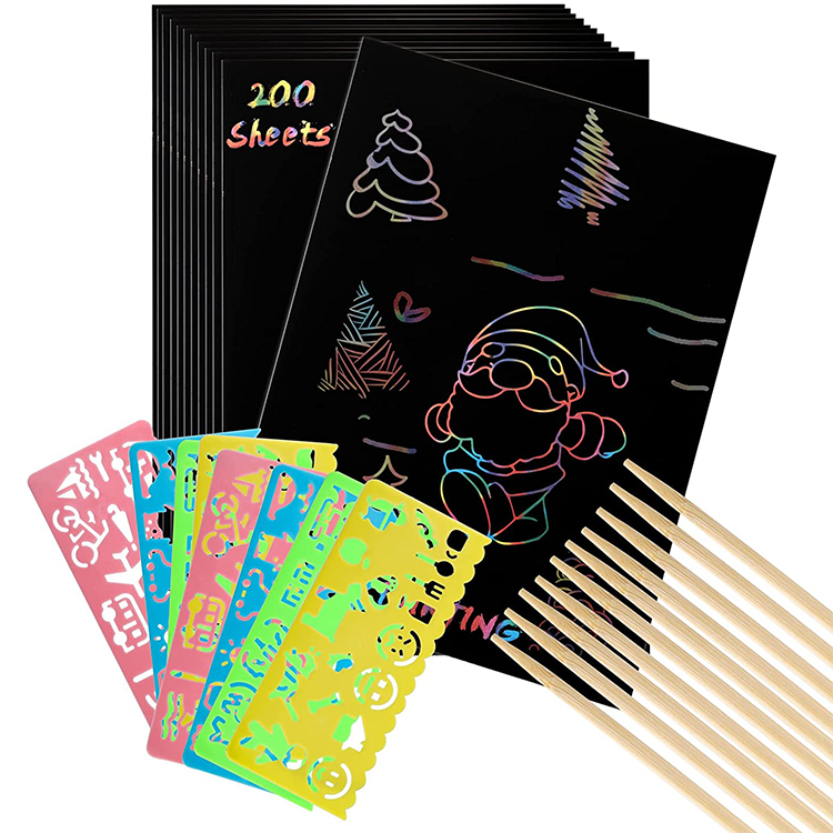 Set De 18 Láminas De Arte De Rascar VONJUMA: Papel Arcoíris Con Patrones De Navidad Y Unicornios, Kits De Manualidades Para Niños