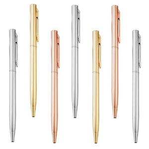 Personalizável Luxo Slim Caneta Esferográfica Custom Branded Rose <span class=keywords><strong>Gold</strong></span> Metallic Caneta Esferográfica Retrátil Tinta Preta Caneta De Metal com Logotipo - Product Image 1