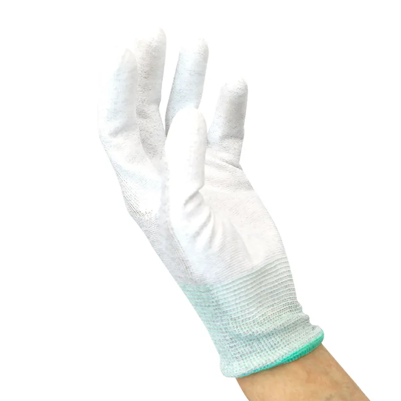 Gants de paume en nylon polyester à immersion antistatique blanche à 13 aiguilles pour produit de sécurité d'atelier électronique