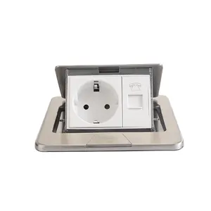 Stainless Steel Floor Flush Mounted Pop Up European Standard Electrical Outlet Receptacle