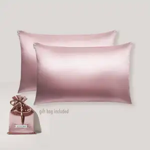 China Supplier Luxury 100%Polyester Envelope Style Silk Satin Pillow Cases Covers With travel Bags