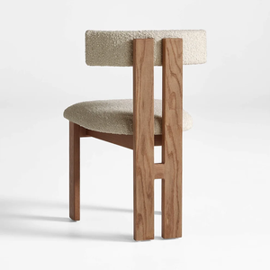 P0071 <span class=keywords><strong>Chaise</strong></span> de salle à manger de <span class=keywords><strong>style</strong></span> <span class=keywords><strong>nordique</strong></span> moderne minimaliste avec cadre en bois massif, dossier rembourré et support à double colonne - Product Image 4