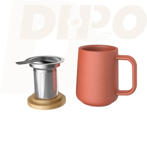 DHPO — tasse <span class=keywords><strong>infuseur</strong></span> à thé en porcelaine avec couvercle en céramique et en bambou, pour le montage - Product Image 3