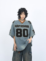 Jean en denim pour femme, style américain, délavé, brodé de lettres, premium, vintage, streetwear, séchage rapide, coupe ample, 100% coton, été