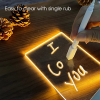 Tableau de Notes Acrylique Créatif LED Réinscriptible, Lampe de Nuit DIY, Cadeau LED 3D Vierge, Petit Tableau à Message avec Stylo