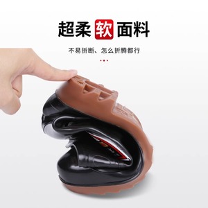 Bottes de pluie imperméables unisexes épaissies antidérapantes à talon bas pour usage extérieur, couleur unie, à bordure pliante, à enfiler - Product Image 2