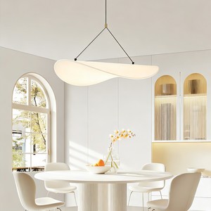 Luminaire suspendu moderne en tissu et cuivre, design ondulé, éclairage décoratif de luxe, lumière douce, salle à manger, salon, hôtel, villa - Product Image 3