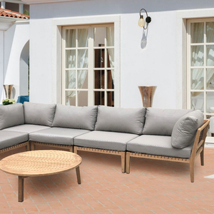 Ensemble <span class=keywords><strong>de</strong></span> canapés en bois moderne <span class=keywords><strong>haut</strong></span> <span class=keywords><strong>de</strong></span> <span class=keywords><strong>gamme</strong></span> en teck pour <span class=keywords><strong>jardin</strong></span>, terrasse, villa, parc et extérieur, <span class=keywords><strong>salon</strong></span> d'angle, chaise longue - Product Image 1