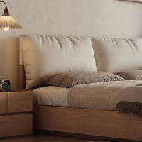 Lit Double Moderne en Bois avec Rangement et Tiroir, Cadre de Lit Plateforme Grand Format pour Hôtel