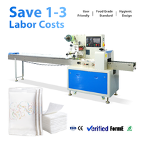 Machine d'emballage horizontale semi-automatique pour lingettes démaquillantes jetables et cotons-tiges, type oreiller