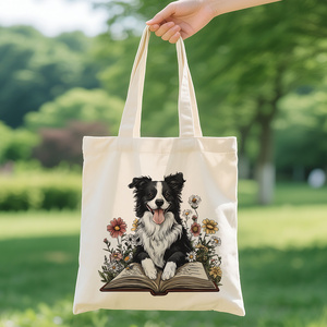 Bolsa de Lona con Estampado Temático de Border <span class=keywords><strong>Collie</strong></span>, Ideal para Uso Diario, Compras, Escuela y Viajes - Product Image 1