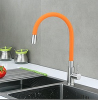 Robinet de cuisine monocommande coloré avec col flexible et fonction rotative, en acier inoxydable, type d'installation pour évier, couleur noire