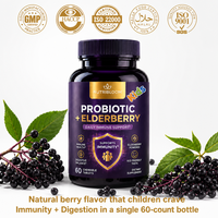 Gummies Probiotiques Naturels au Sureau pour Enfants, 60 Unités, Soutien Immunitaire, Énergie et Santé Gastro-intestinale, Marque Privée OEM