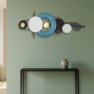 Décorations murales géométriques modernes en fer, motif horizontal, lavables, pour espaces commerciaux, chambre, salon - Idée cadeau Diwali - Product Image 1