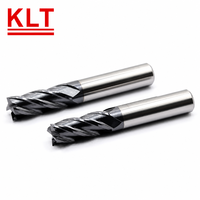 Fresa de extremo cuadrado de carburo sólido KLT HRC55 de 4 filos D10mm con recubrimiento TiAlN, cortador plano de carburo de tungsteno para CNC, para acero inoxidable de alta resistencia